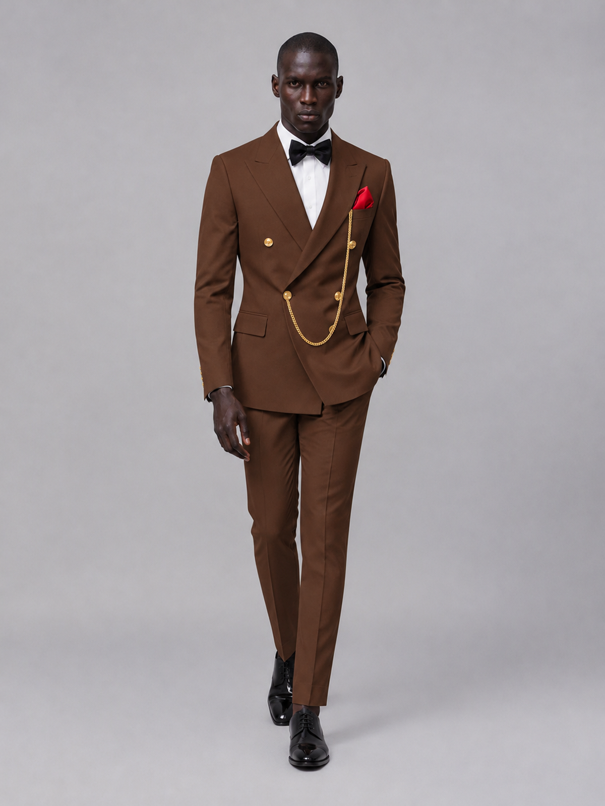 Men's Chocolate Double-Breasted 2-Piece Suit Set – Jacket & Trousers | Chocolate Chain - Chocolate