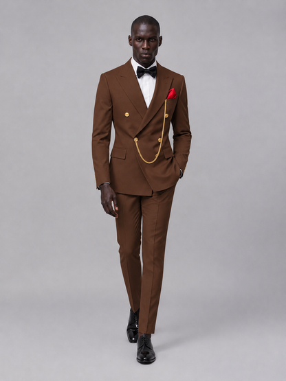 Men's Chocolate Double-Breasted 2-Piece Suit Set – Jacket & Trousers | Chocolate Chain - Chocolate