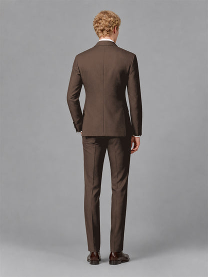 Men's Chocolate Single-Button Chocolate Satin Shawl Lapel Tuxedo Suit Set | Blazer & Trousers - Chocolate