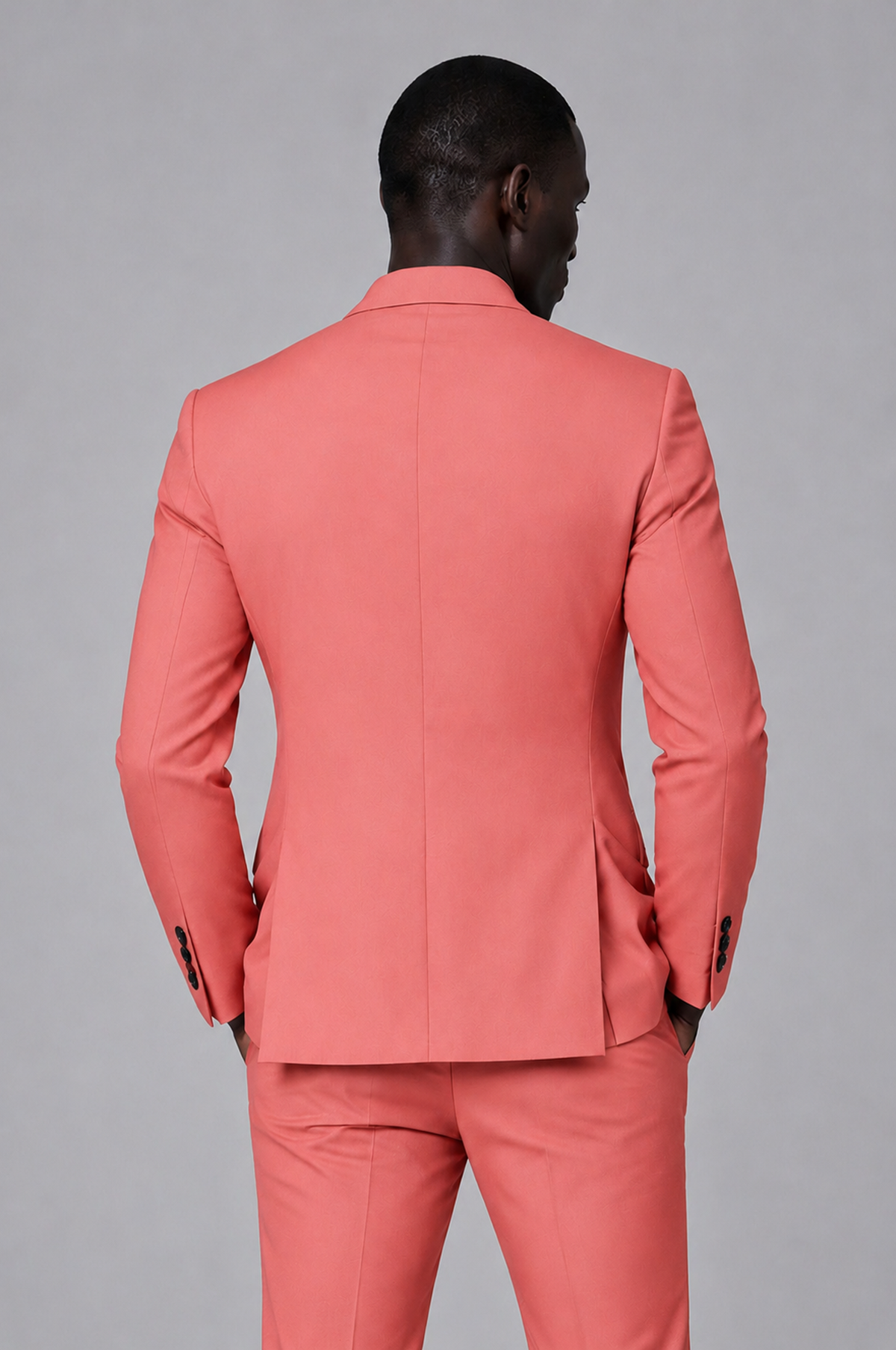 Savile Men's Coral Double Breasted Slim Fit 2-Piece Suit Set – Blazer & Trousers | Wedding Gala Formal - Coral - Coral_03