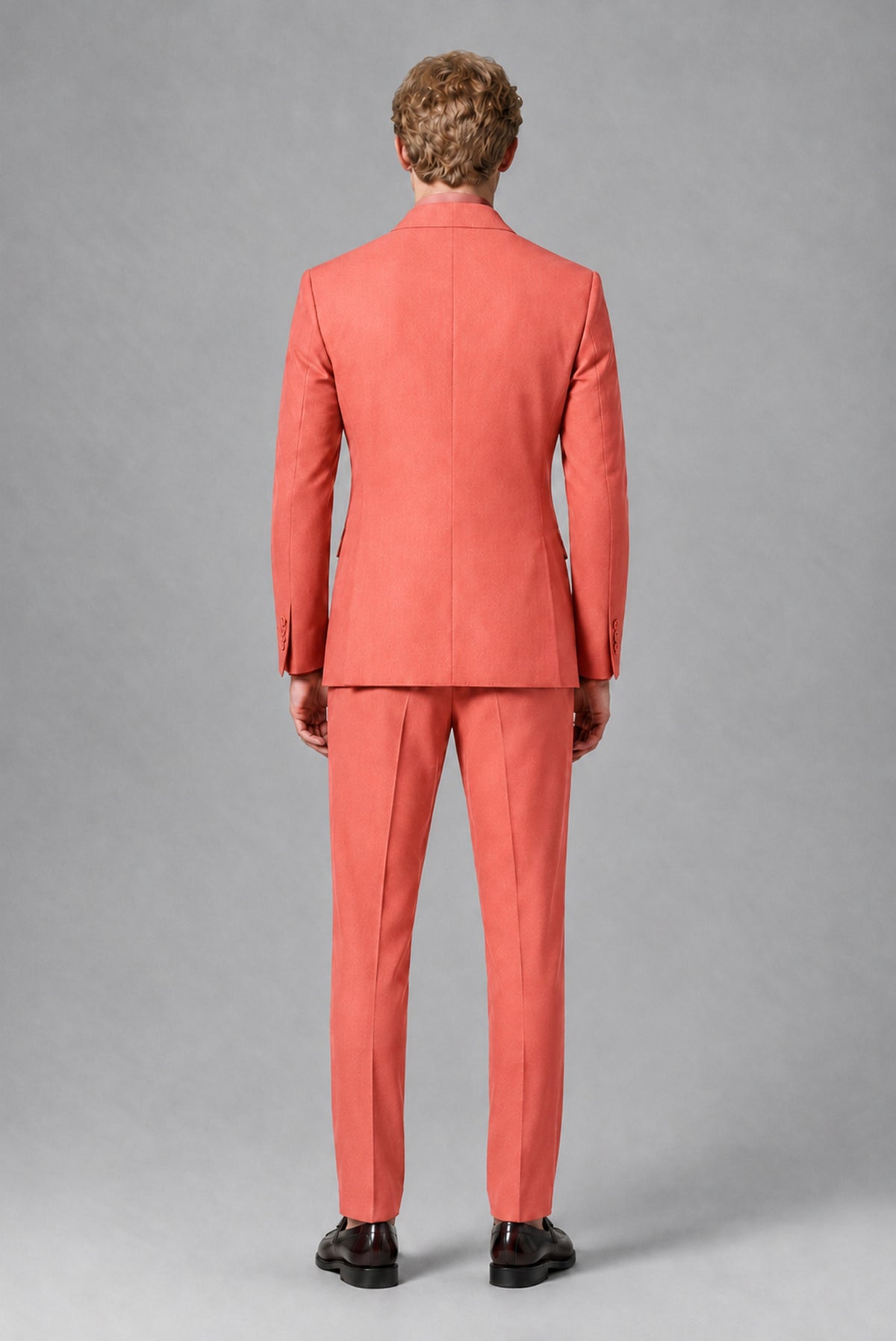 Savile Men's Coral Double-Breasted Two-Piece Suit - Coral