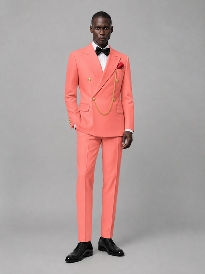 Men's Coral Double-Breasted 2-Piece Suit Set – Jacket & Trousers | Coral Chain - Coral