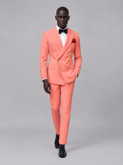 Men's Coral Double-Breasted 2-Piece Suit Set – Jacket & Trousers | Coral Chain - Coral