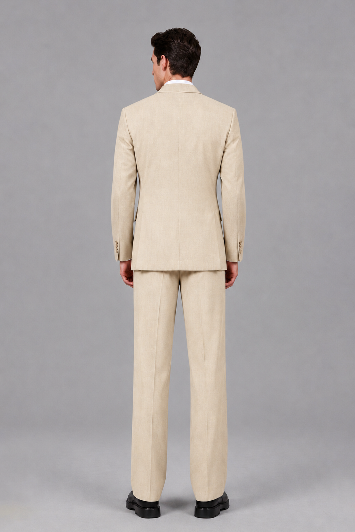 Savile Men's Cream Pleated 2-Piece Suit Set | Notch Lapel Blazer & Tailored Trousers - Cream - Cream_3