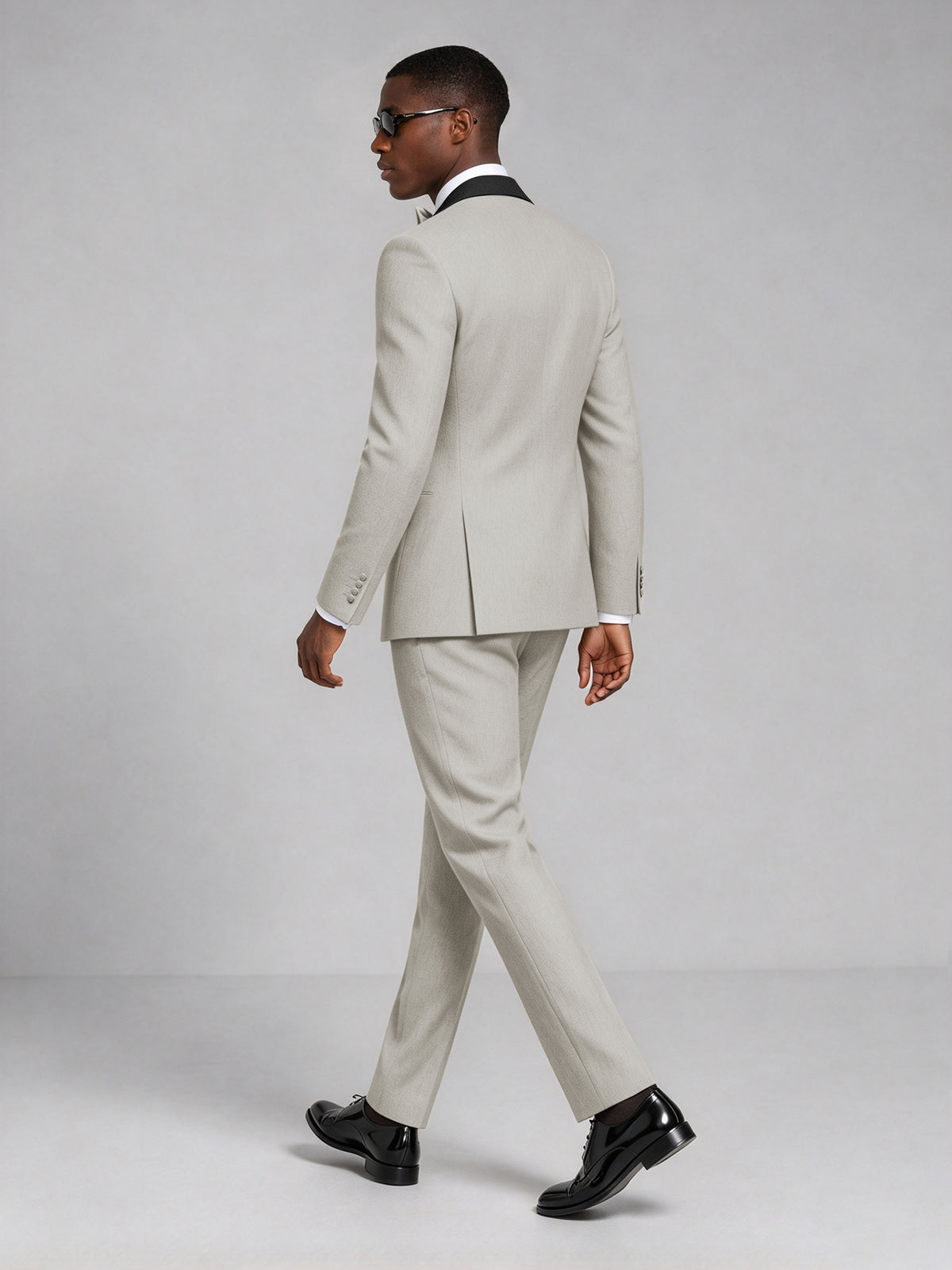 Men's Cream Double-Breasted Tuxedo Suit – Satin Shawl Lapel Cream-Tie Wedding & Gala 2-Piece Set - Cream