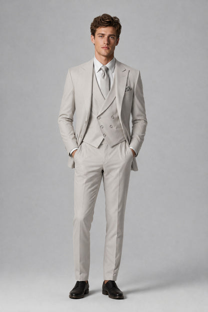 Savile Men's Dusty Cream 3-Piece Suit – Jacket, Vest & Trousers | QX0113 - Cream
