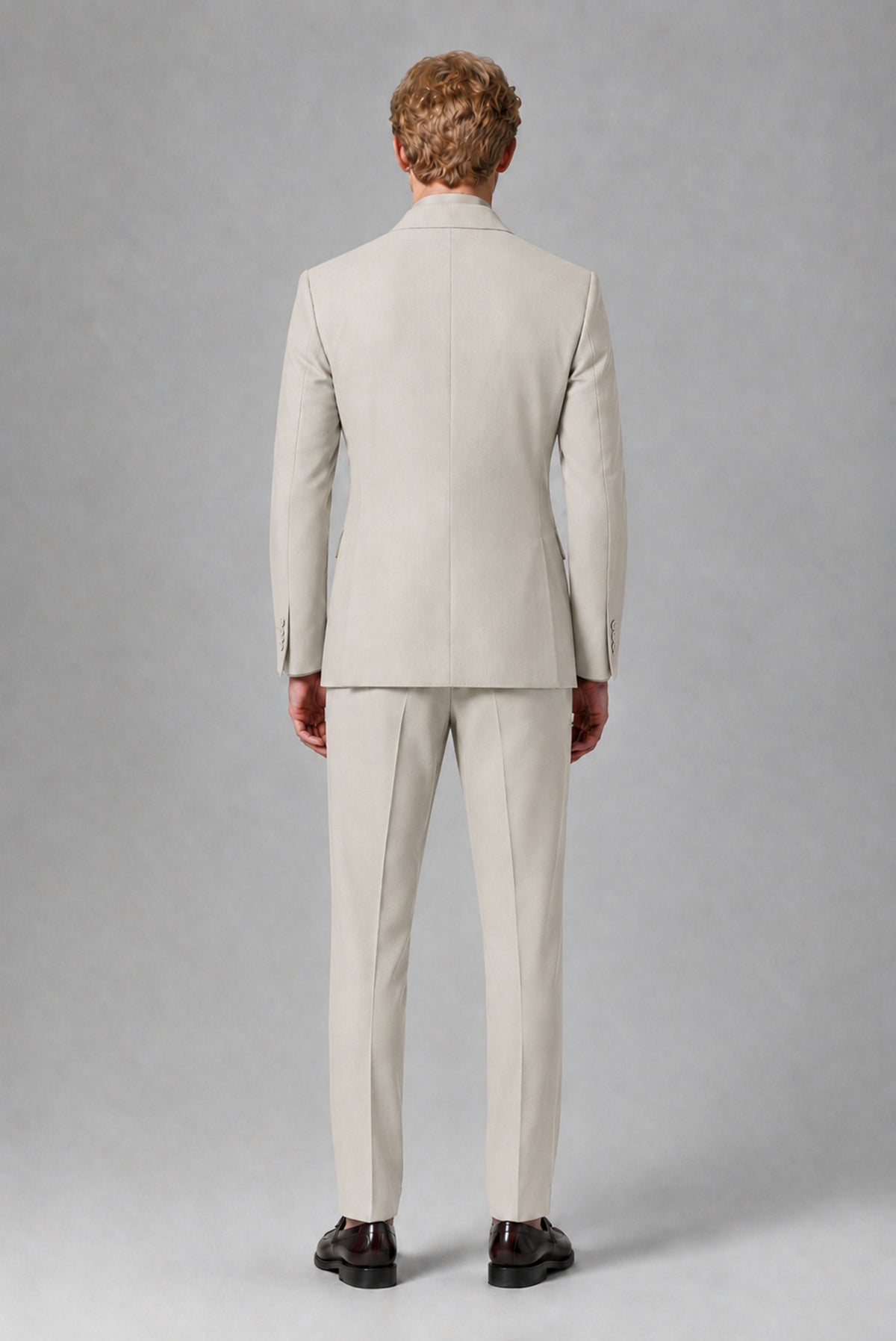 Savile Men's Cream Double-Breasted Two-Piece Suit - Cream