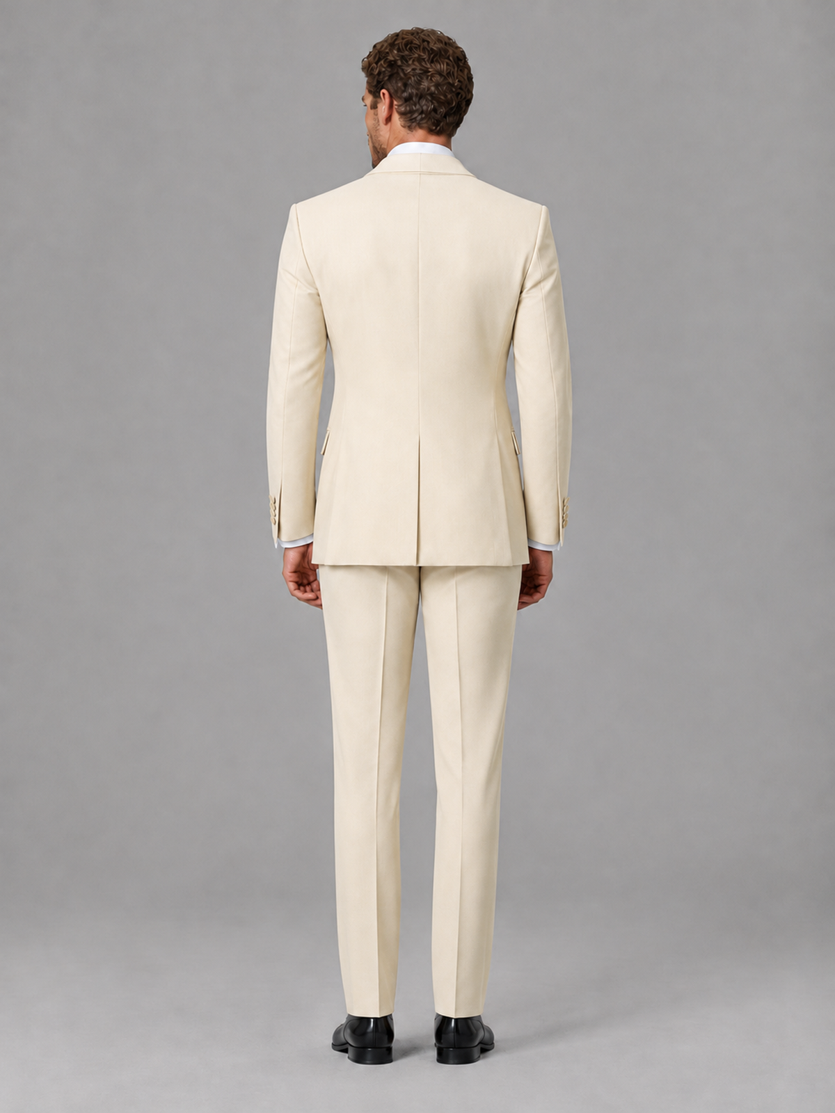 Savile Men's Cream Velvet Shawl Lapel Tuxedo Suit – Modern Side-Buckle Dinner Jacket & Trousers 2-Piece Set - Cream