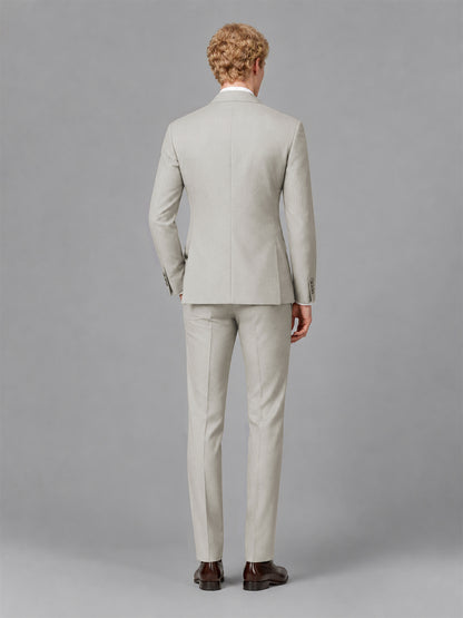 Men's Cream Single-Button Cream Satin Shawl Lapel Tuxedo Suit Set | Blazer & Trousers - Cream