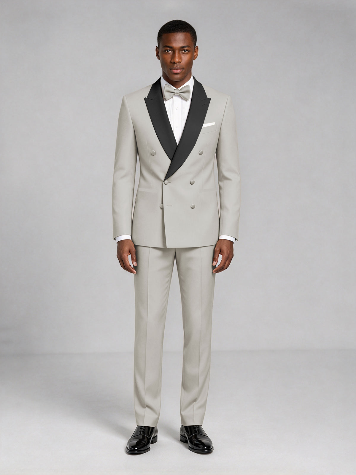 Men's Cream Double-Breasted Tuxedo Suit – Satin Shawl Lapel Cream-Tie Wedding & Gala 2-Piece Set