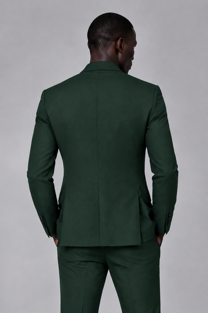 Savile Men's Dark Green Double Breasted Slim Fit 2-Piece Suit Set – Blazer & Trousers | Wedding Gala Formal - Dark Green - Dark Green_03