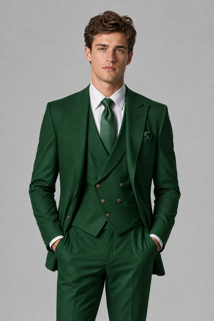 Savile Men's Dusty Dark Green 3-Piece Suit – Jacket, Vest & Trousers | QX0113 - Dark Green