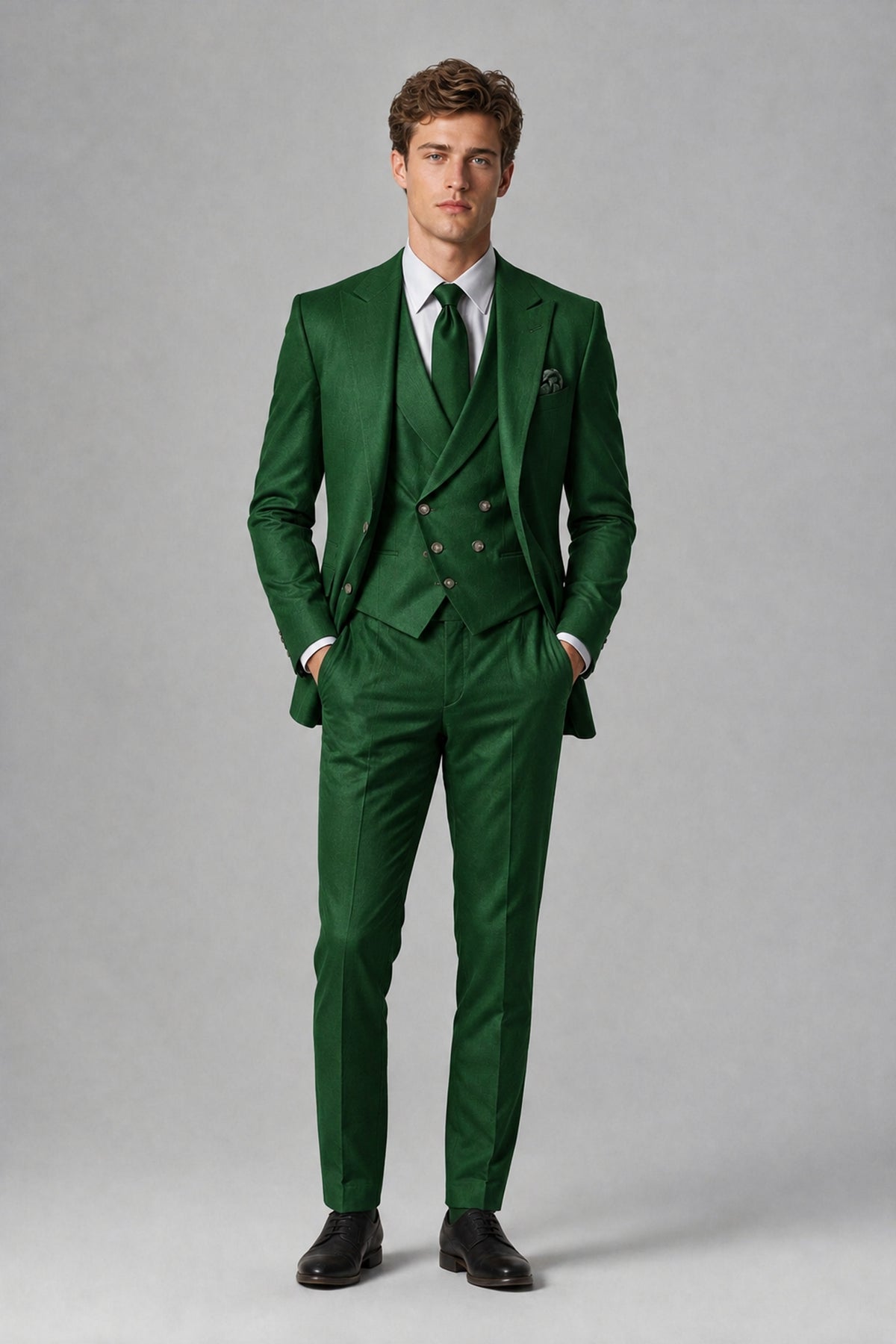 Savile Men's Dusty Dark Green 3-Piece Suit – Jacket, Vest & Trousers | QX0113 - Dark Green