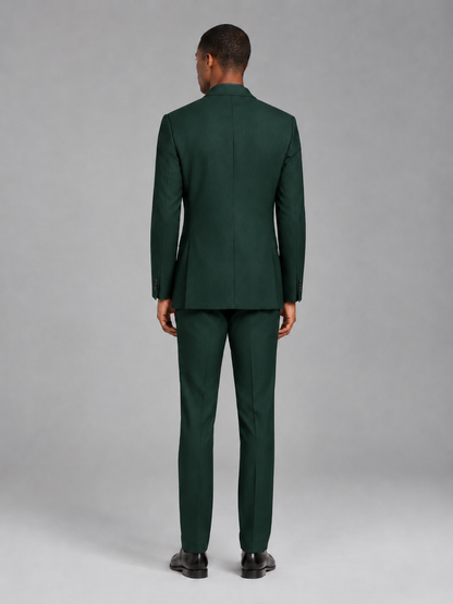 Savile Men's Dark Green Contrast Shawl Lapel Tuxedo Suit – 3-Piece Wedding, Prom & Black-Tie Formal Set - Dark Green - Dark Green_3