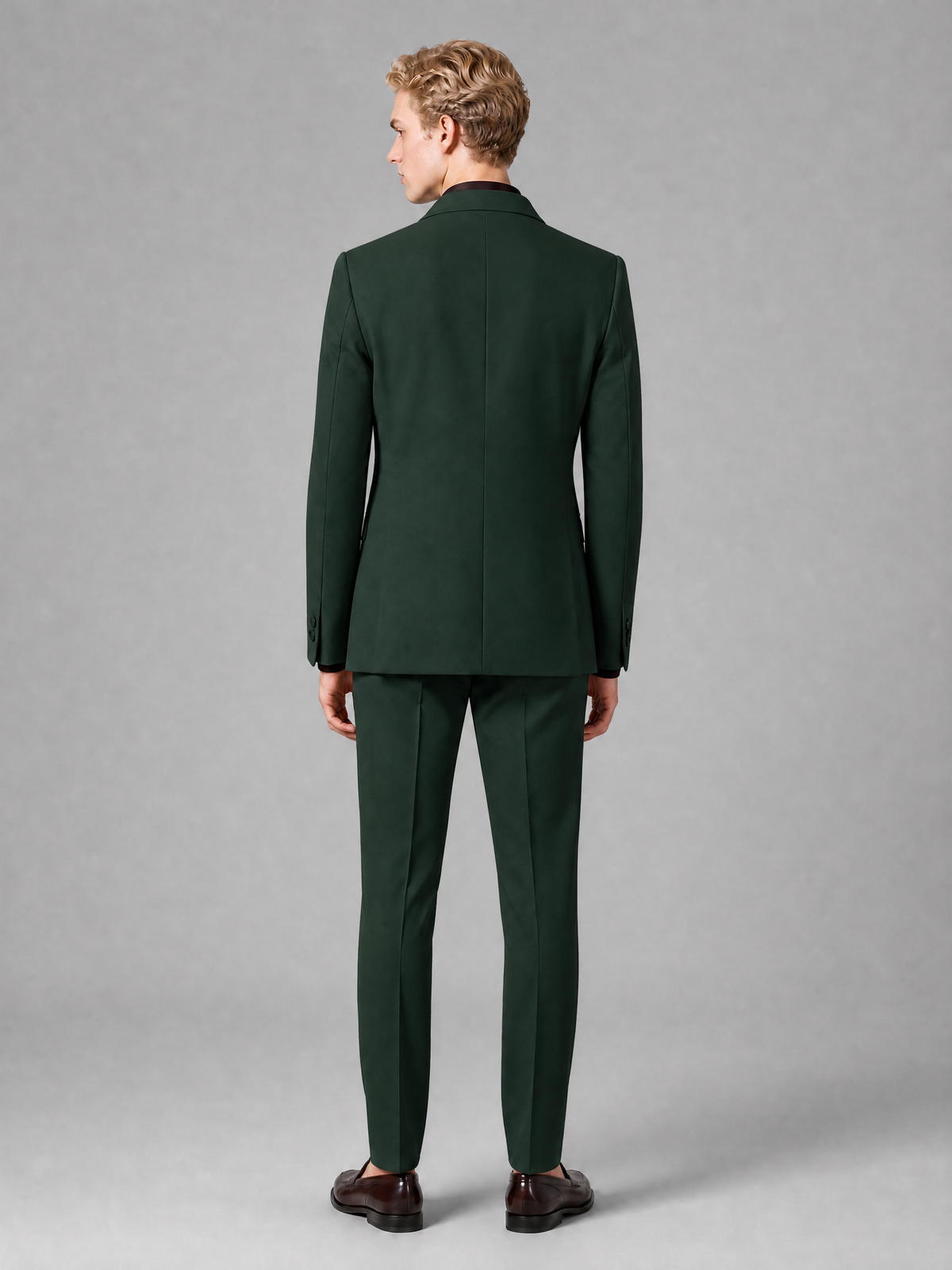 Men's Light Dark Green Double-Breasted Slim Fit 2-Piece Suit – Peak Lapel Wedding & Business Formal Set - Dark Green - Dark_Green_3
