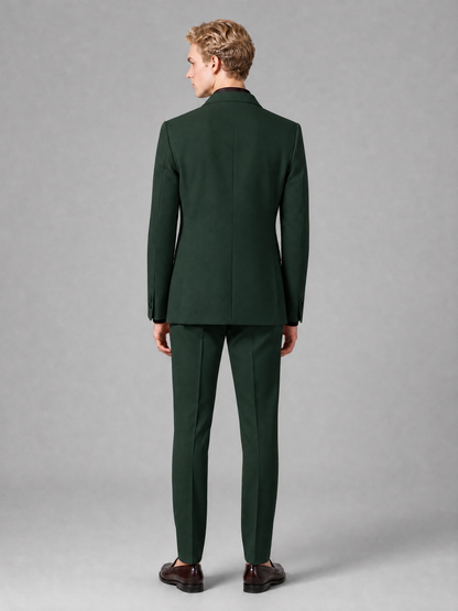 Men's Light Dark Green Double-Breasted Slim Fit 2-Piece Suit – Peak Lapel Wedding & Business Formal Set - Dark Green - Dark_Green_3
