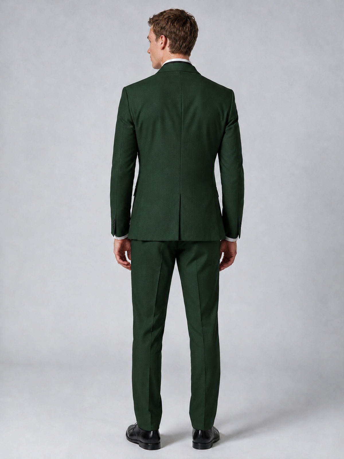 Savile Men's Dark Green Wrap Shawl Lapel 2-Piece Suit Set – Modern Jacket & Trousers - Dark Green - Dark Green_3