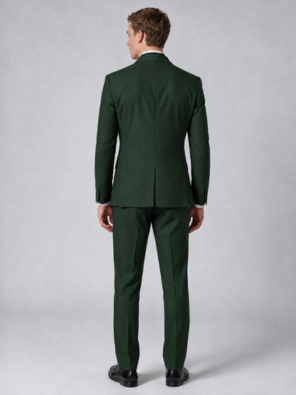 Savile Men's Dark Green Wrap Shawl Lapel 2-Piece Suit Set – Modern Jacket & Trousers - Dark Green - Dark Green_3