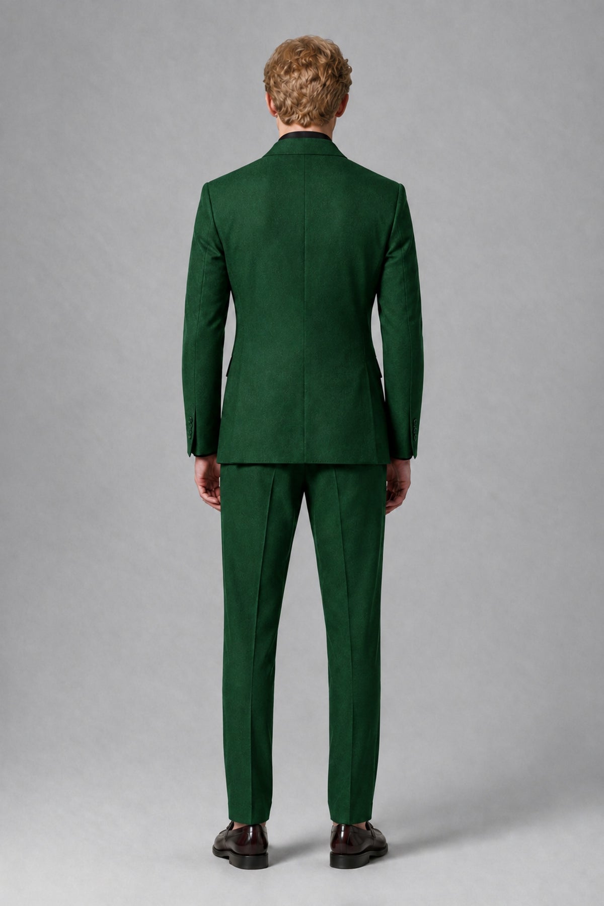 Savile Men's Dark Green Double-Breasted Two-Piece Suit - Dark Green