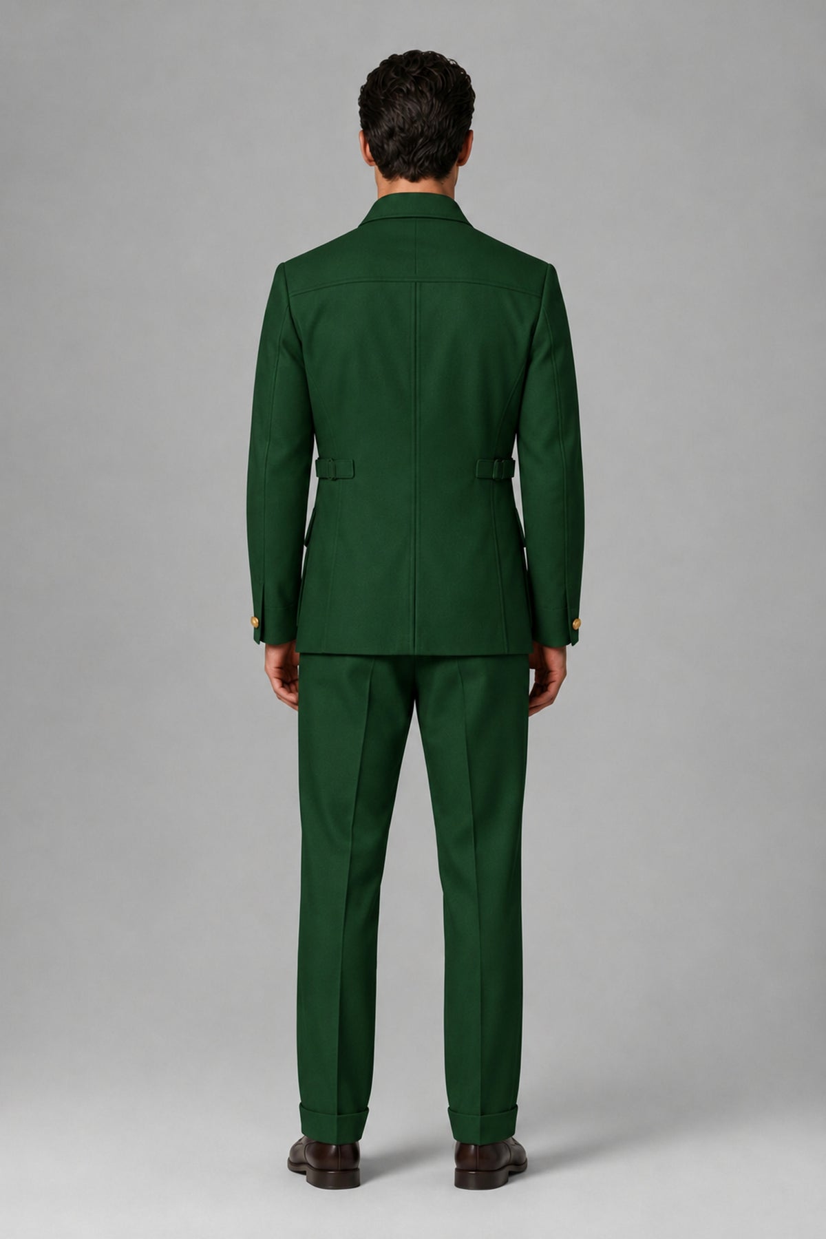 Savile Dark Green Safari Jacket & Trousers Two-Piece Men's Suit - Dark Green
