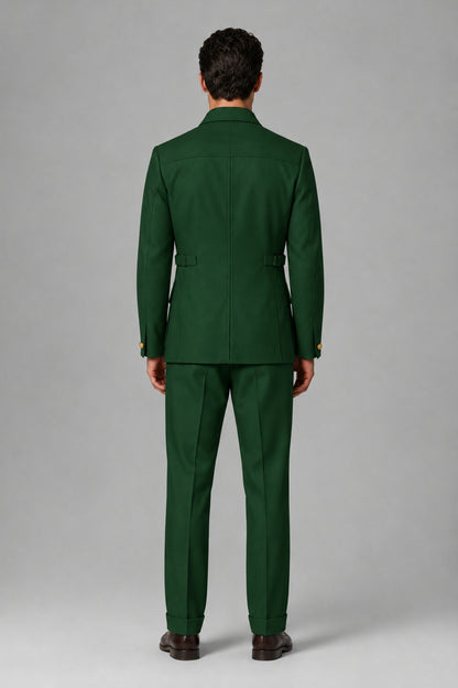 Savile Dark Green Safari Jacket & Trousers Two-Piece Men's Suit - Dark Green