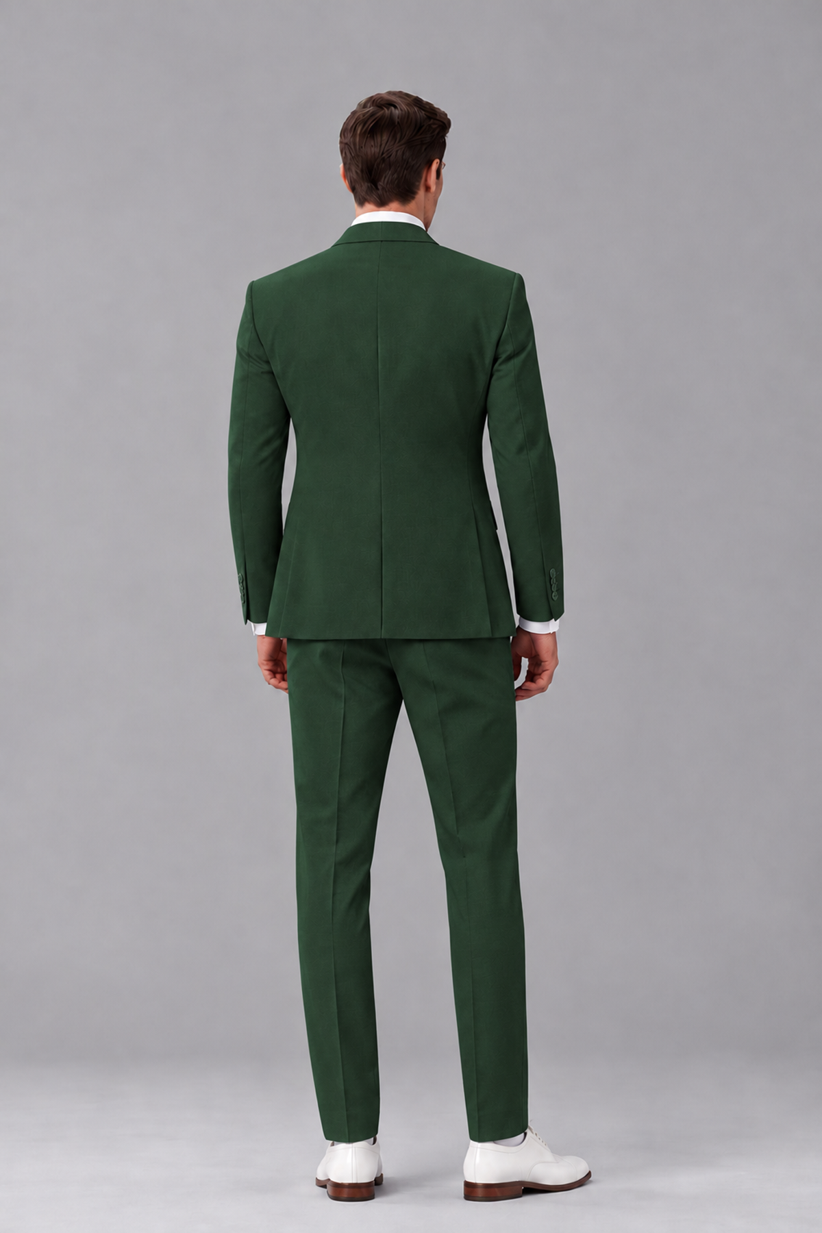 Savile Dark Green 3-Piece Suit with Notch Lapel & Chain Vest - Dark Green