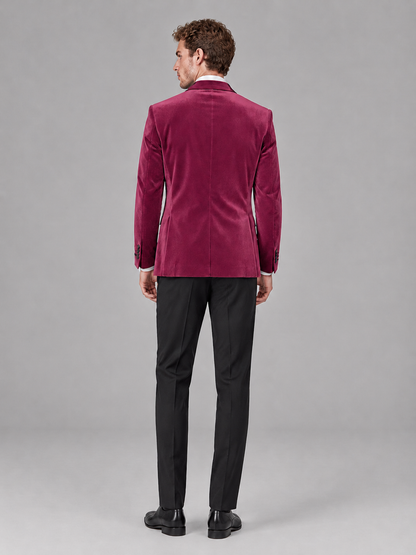 Savile Men's Desert Rose Velvet Peak Lapel 2-Piece Tuxedo Suit Set | Jacket & Trousers - Desert Rose