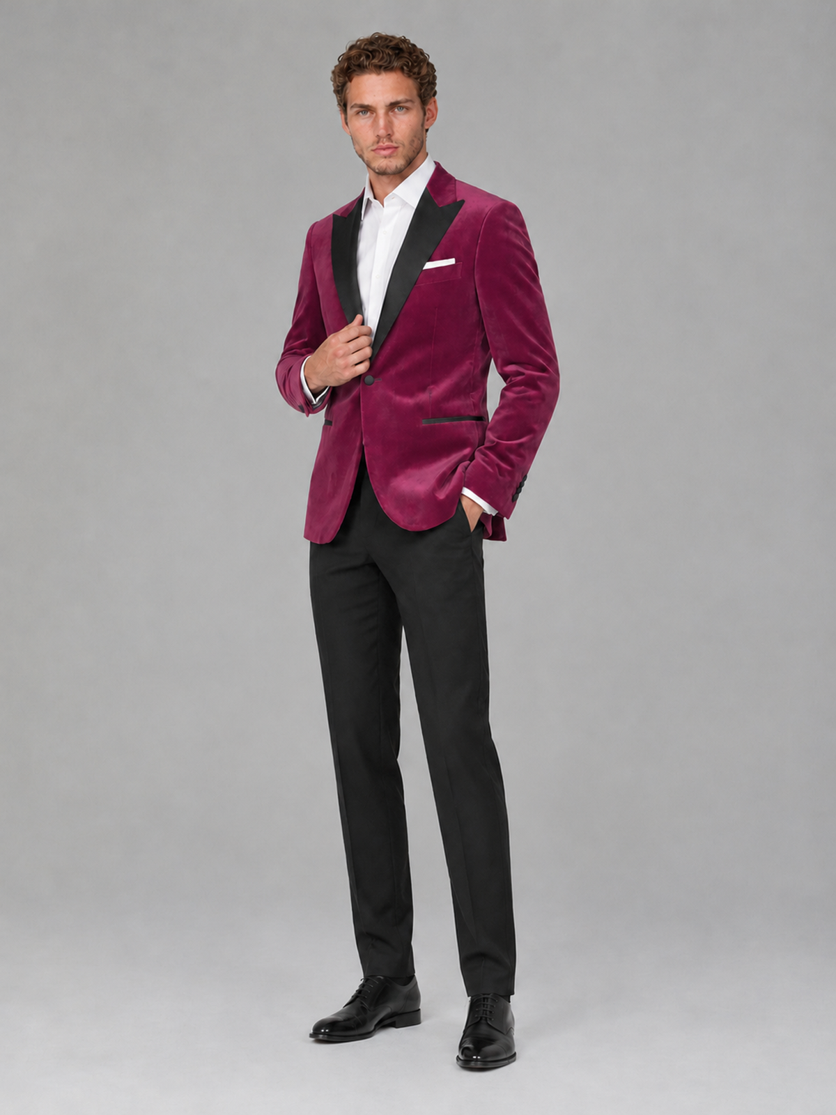 Savile Men's Desert Rose Velvet Peak Lapel 2-Piece Tuxedo Suit Set | Jacket & Trousers - Desert Rose