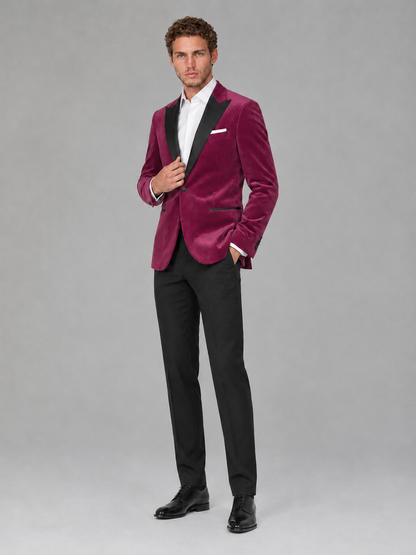 Savile Men's Desert Rose Velvet Peak Lapel 2-Piece Tuxedo Suit Set | Jacket & Trousers - Desert Rose