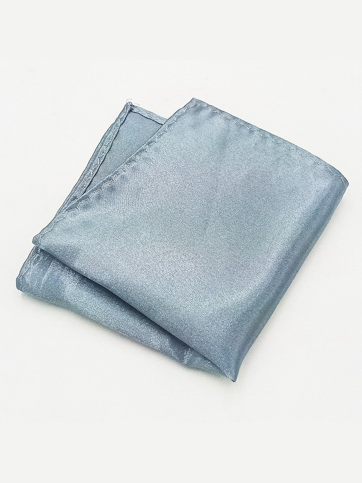 Savile Men's Dusty Blue Satin Pocket Square – Classic Solid Silk Suit Handkerchief - Dusty Blue - Dusty Blue (1)