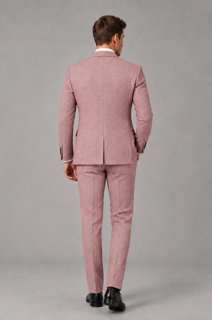 Savile Men's Grey Notch Lapel 3-Piece Suit Set | Jacket, Vest & Trousers - Dusty Rose - Dusty Rose