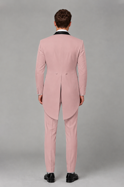 Savile Dusty Rose 3-Piece Tailcoat Tuxedo Suit with Black Peak Lapel - Dusty Rose - Dusty Rose_03
