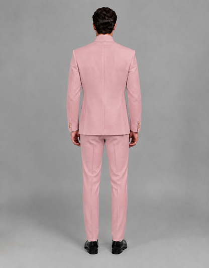 BOLODOO Men's Dusty Rose Asymmetrical Mandarin Collar Tuxedo Suit – Modern 2-Piece Gold Button Wedding, Prom & Gala Set - Dusty Rose - Dusty Rose_03