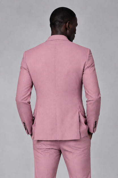 Savile Men's Dusty Rose Double Breasted Slim Fit 2-Piece Suit Set – Blazer & Trousers | Wedding Gala Formal - Dusty Rose - Dusty Rose_03