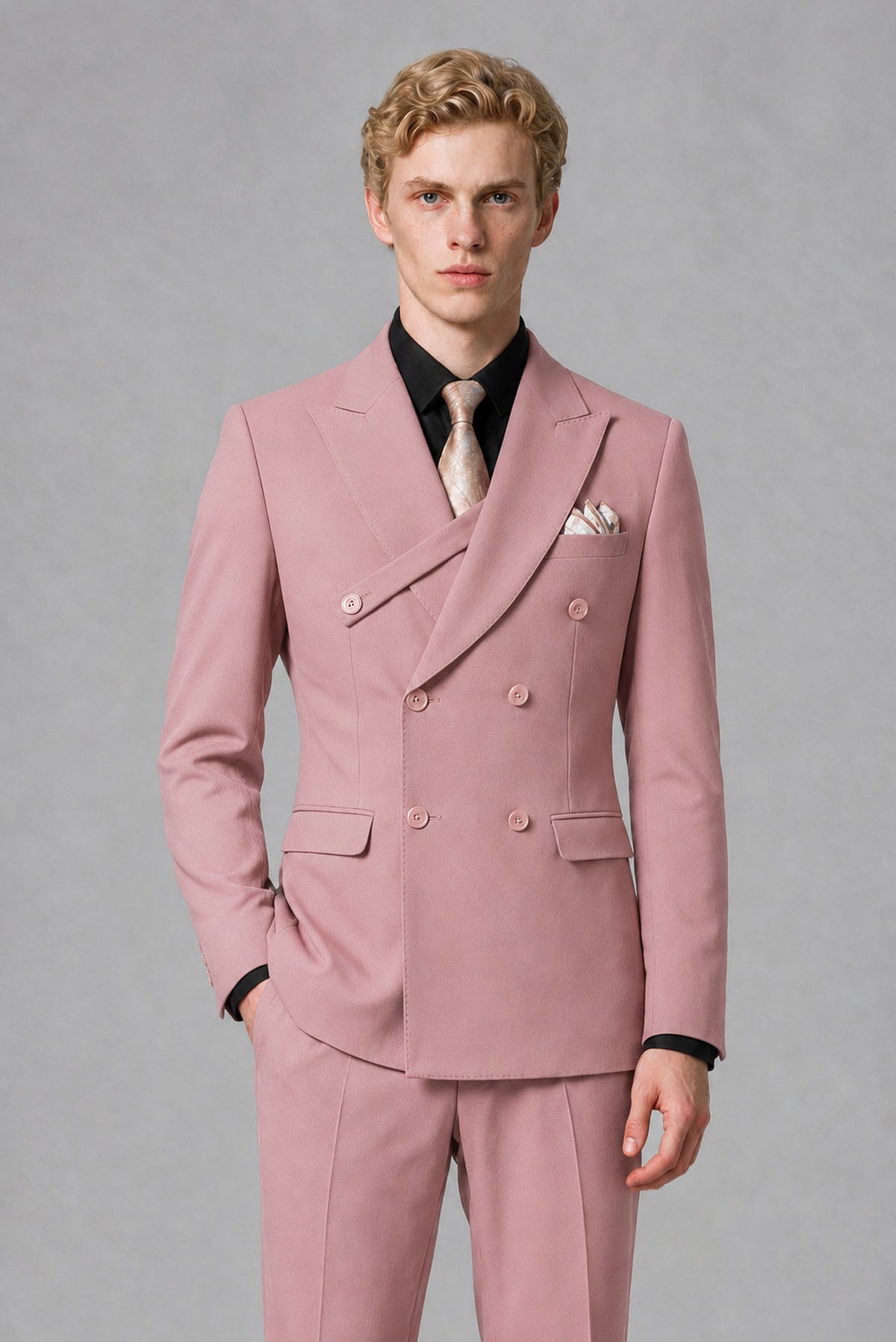Savile Men's Dusty Rose Double-Breasted Two-Piece Suit - Dusty Rose