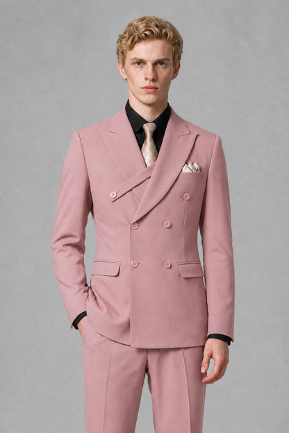 Savile Men's Dusty Rose Double-Breasted Two-Piece Suit - Dusty Rose