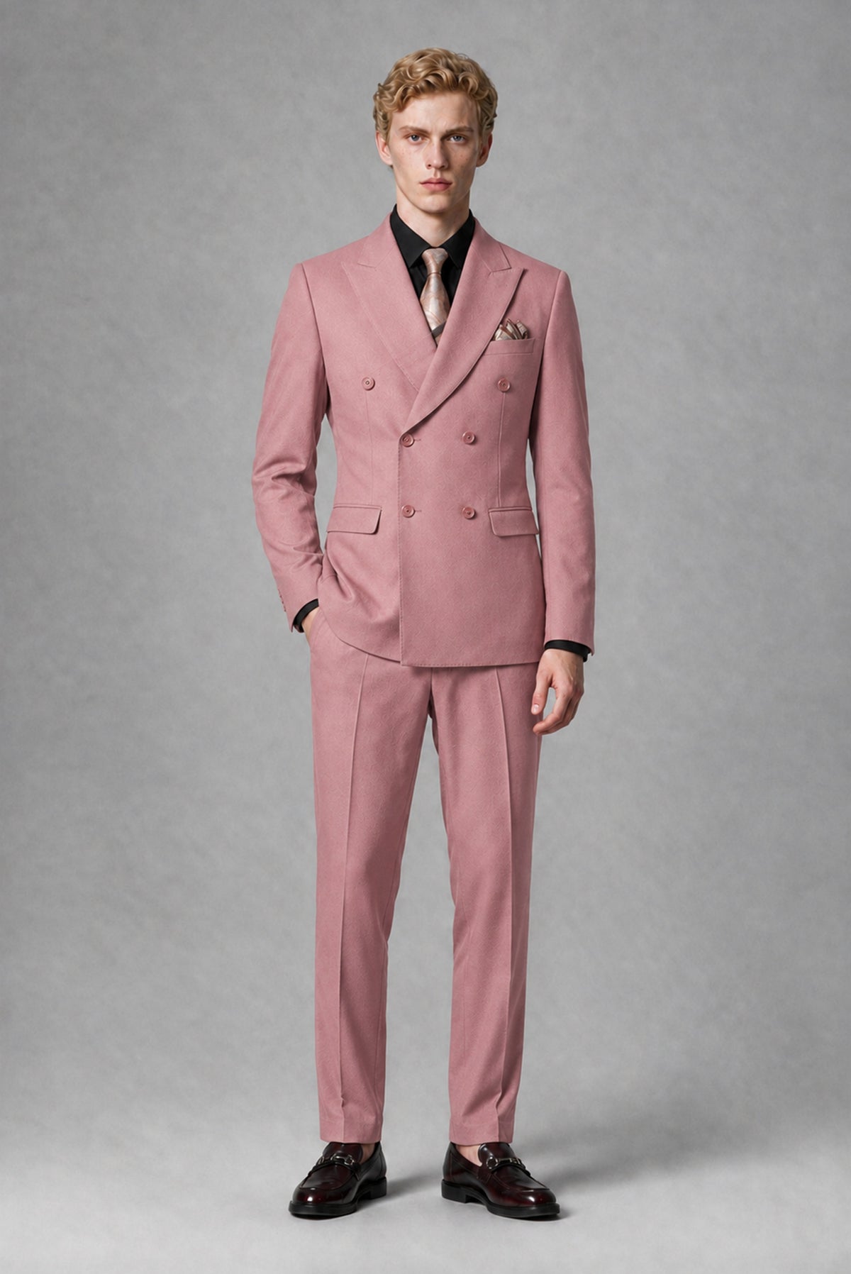 Savile Men's Dusty Rose Double-Breasted Two-Piece Suit - Dusty Rose