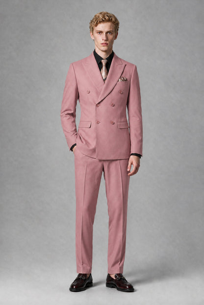 Savile Men's Dusty Rose Double-Breasted Two-Piece Suit - Dusty Rose