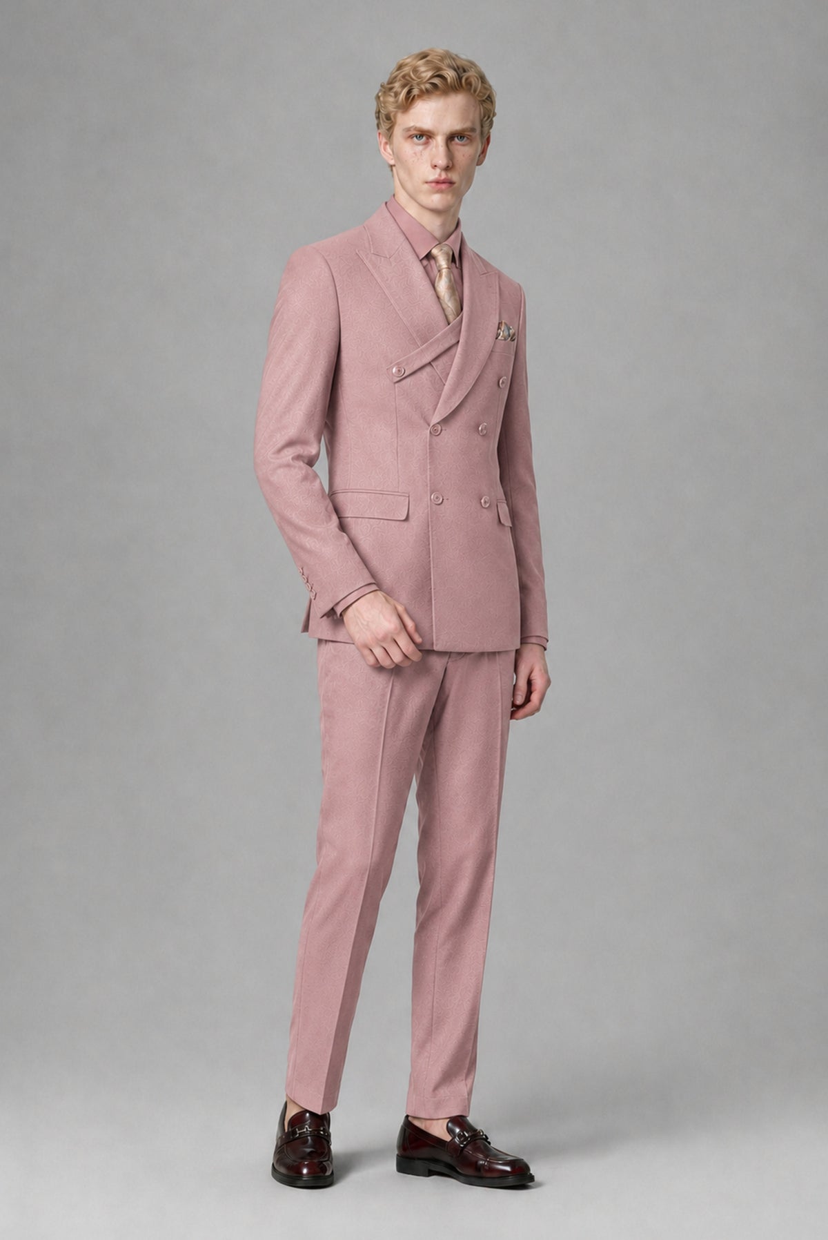 Savile Men's Dusty Rose Double-Breasted Two-Piece Suit - Dusty Rose