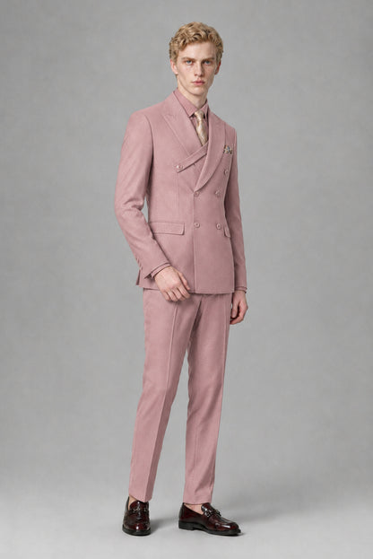 Savile Men's Dusty Rose Double-Breasted Two-Piece Suit - Dusty Rose
