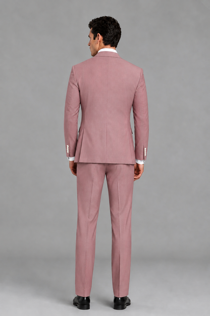 Savile Men's Modern Dusty Rose 2-Piece Wrap Suit Set – Peak Lapel Side-Button Blazer & Tailored Trousers - Dusty Rose - Dusty_Rose_3