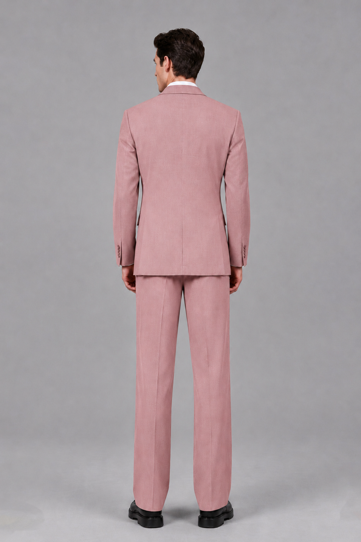 Savile Men's Dusty Rose Pleated 2-Piece Suit Set | Notch Lapel Blazer & Tailored Trousers - Dusty Rose - Dusty Rose_3