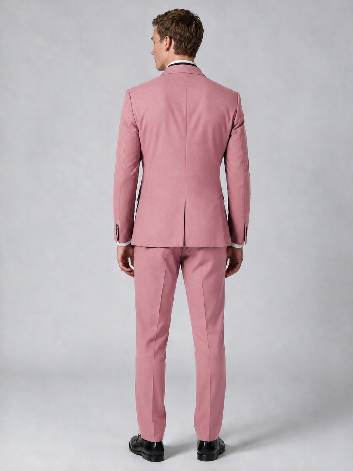 Savile Men's Dusty Rose Wrap Shawl Lapel 2-Piece Suit Set – Modern Jacket & Trousers - Dusty Rose - Dusty Rose_3
