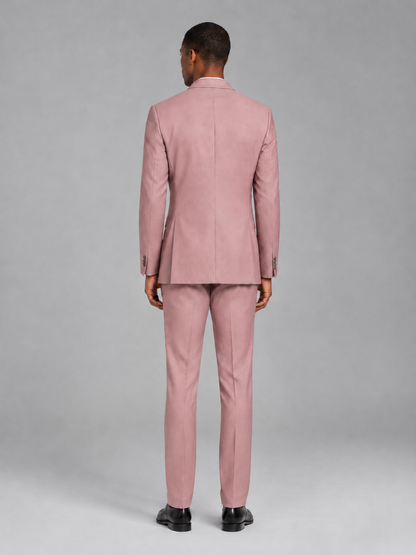 Savile Men's Dusty Rose Contrast Shawl Lapel Tuxedo Suit – 3-Piece Wedding, Prom & Black-Tie Formal Set - Dusty Rose - Dusty Rose_3