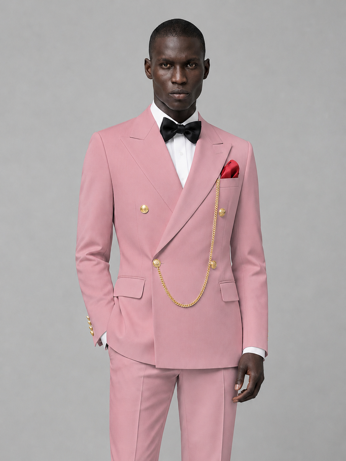 Men's Dusty Rose Double-Breasted 2-Piece Suit Set – Jacket & Trousers | Dusty Rose Chain - Dusty Rose