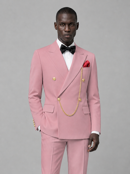 Men's Dusty Rose Double-Breasted 2-Piece Suit Set – Jacket & Trousers | Dusty Rose Chain - Dusty Rose