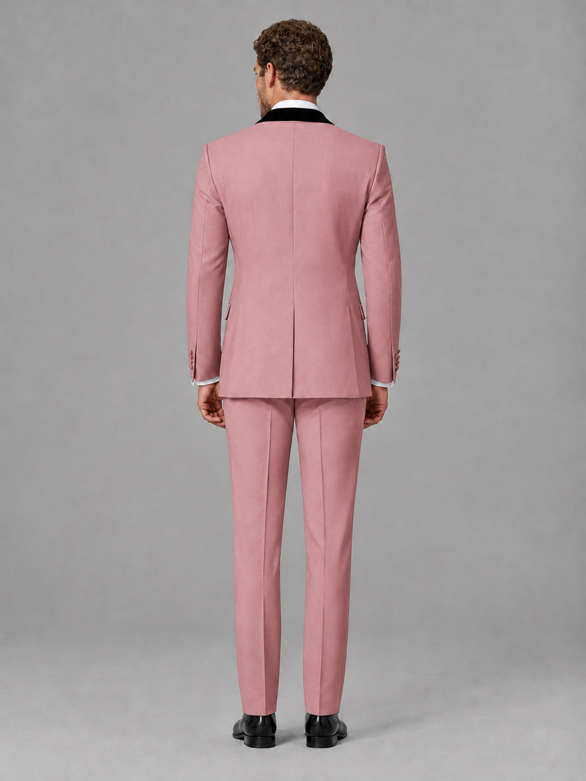 Savile Men's Dusty Rose Velvet Shawl Lapel Tuxedo Suit – Modern Side-Buckle Dinner Jacket & Trousers 2-Piece Set - Dusty Rose