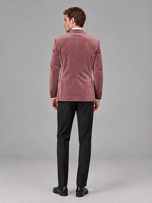 Savile Men's Dusty Rose Velvet Peak Lapel 2-Piece Tuxedo Suit Set | Jacket & Trousers - Dusty Rose