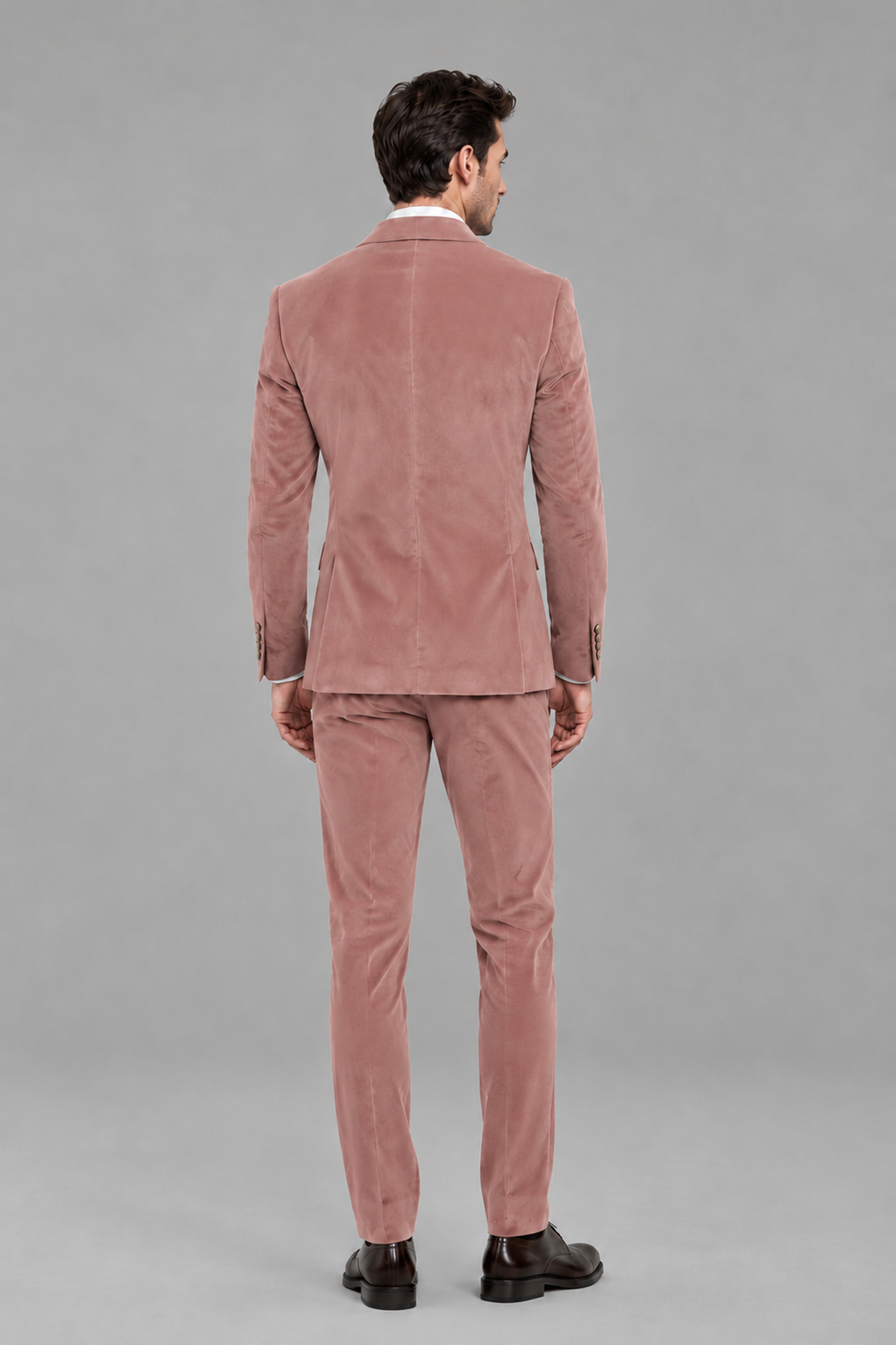 Savile Men's Dusty Rose Velvet Double-Breasted 2-Piece Suit Set | Peak Lapel Blazer & Trousers - Dusty Rose