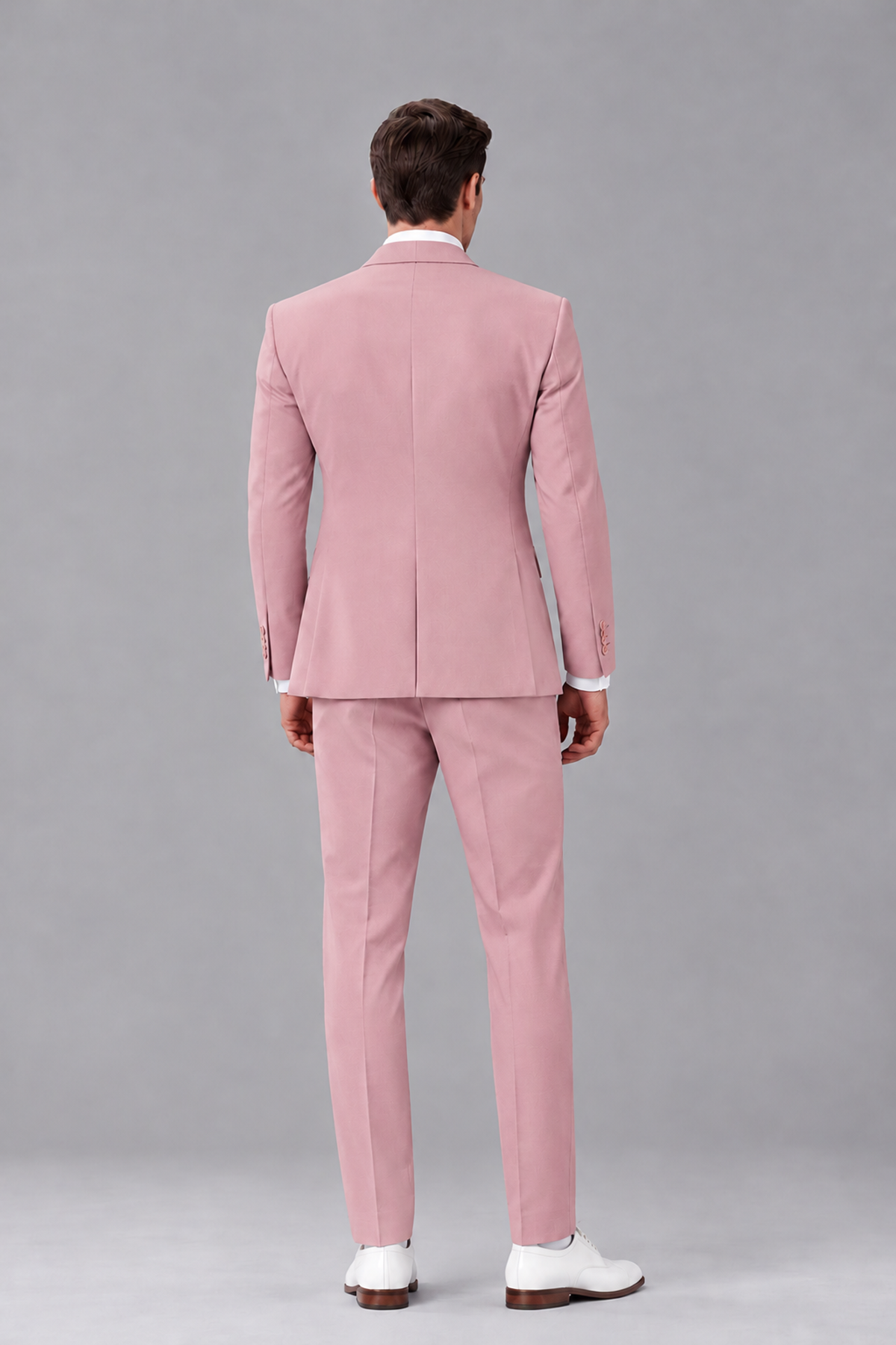 Savile Dusty Rose 3-Piece Suit with Notch Lapel & Chain Vest - Dusty Rose